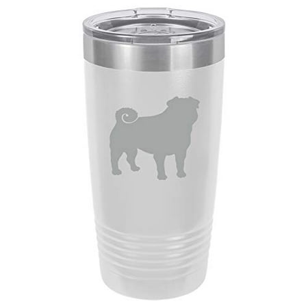 

Tumbler Stainless Steel Vacuum Insulated Travel Mug Pug (White 20 oz)