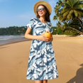 thumbnail image 4 of Lsque Robe Décontractée pour Femmes Imprimé Requin Mignon T-Shirt Été Manches Courtes Col Rond Robes Évasées, 4 of 6