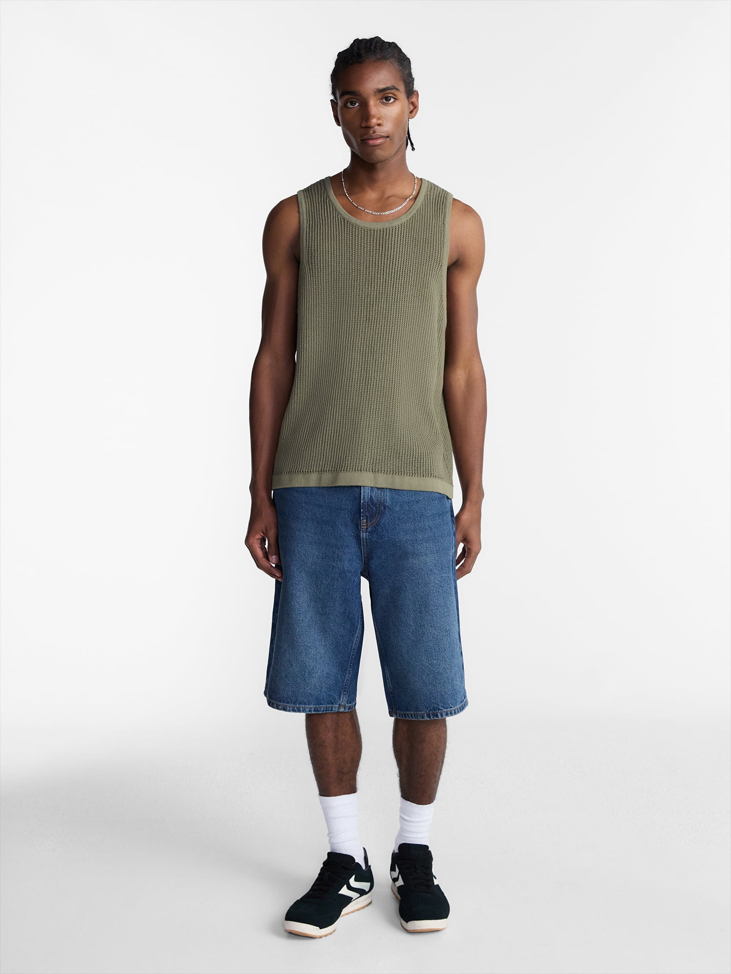 No Boundaries Mesh Stitch Sweater Tank Top, Men's and Big Men's XS-3XL