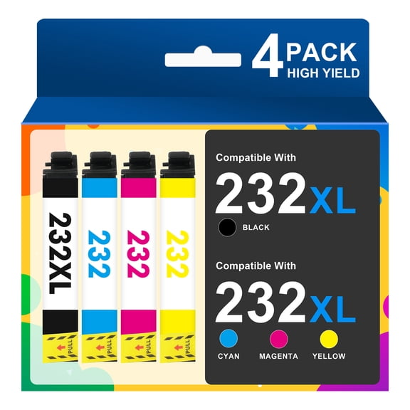 232 Ink Cartridges 4 PACK Compatible for Epson 232 232XL T232XL T232 Ink for XP-4200 XP-4205 WF-2930 WF-2950 XP4200 XP4205 WF2930 WF2950 Printers | 232 XL Black,Cyan,Magenta,Yellow