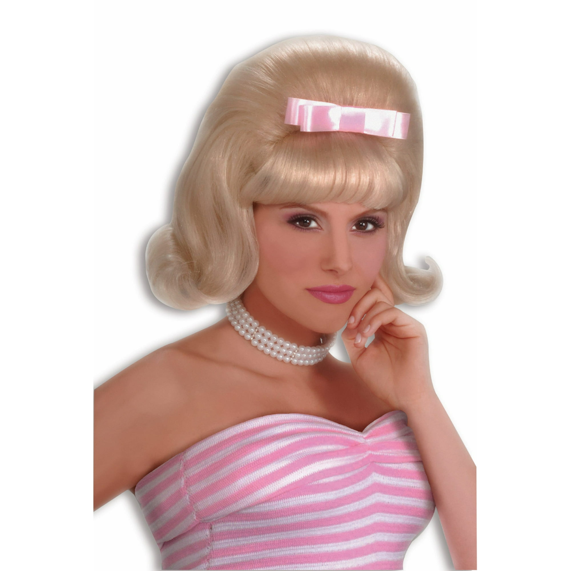 50 S Bouffant Blonde Grease Pink Ladies Adult Costume Wig