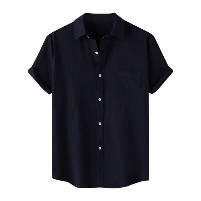 Dagugfen Work Shirts for Men Short Sleeve Button down Loose Solid Color Office Casual Shirts with Pocket