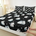 thumbnail image 3 of Manfei Teens Antarctic Penguin Bed Sheets, Mystic Stars Print King Sheets, Black Cartoon Style Sheet Set, Ultra Soft Home Decor, 4 Pieces, 3 of 7