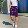 thumbnail image 6 of Balery Purple Snow Flakes Men's Cotton Knit Pajama Shorts Waistband & Pockets,Short Pajama Pants-XX-Large, 6 of 8
