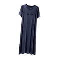 thumbnail image 2 of Ailaofu Long Nightgowns for Women Plus Size House Dress Short Sleeve Night Gown Pleated Full Length Loungwear, 2 of 5