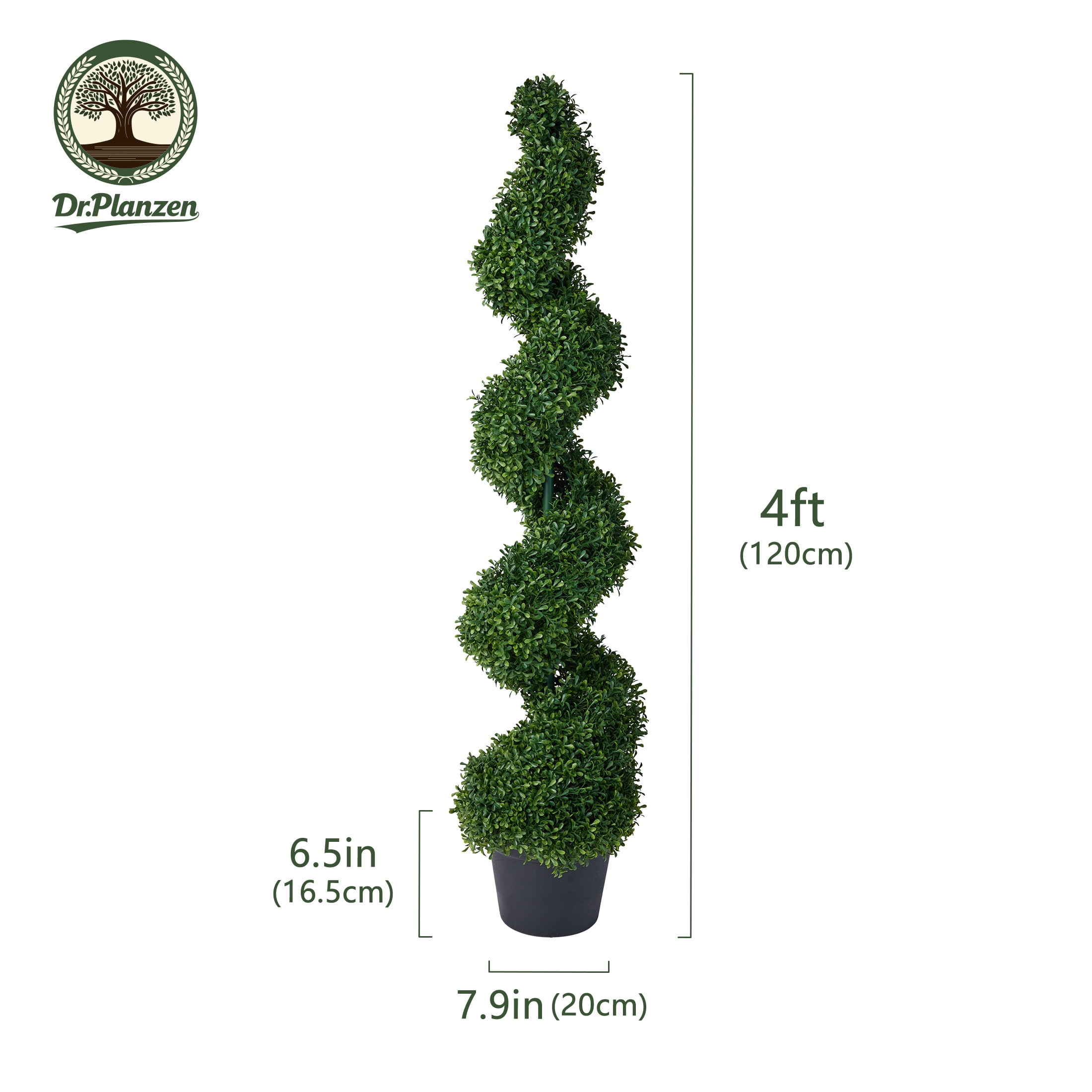 DR.Planzen 2 Pack 4FT Artificial Boxwood Spiral Topiary Tree – 900 Leaves Faux Boxwood Plant, UV Resistant Outdoor Fake Plant – Realistic Front Door Entryway Porch Decor Tree for Outdoor Garden Patio