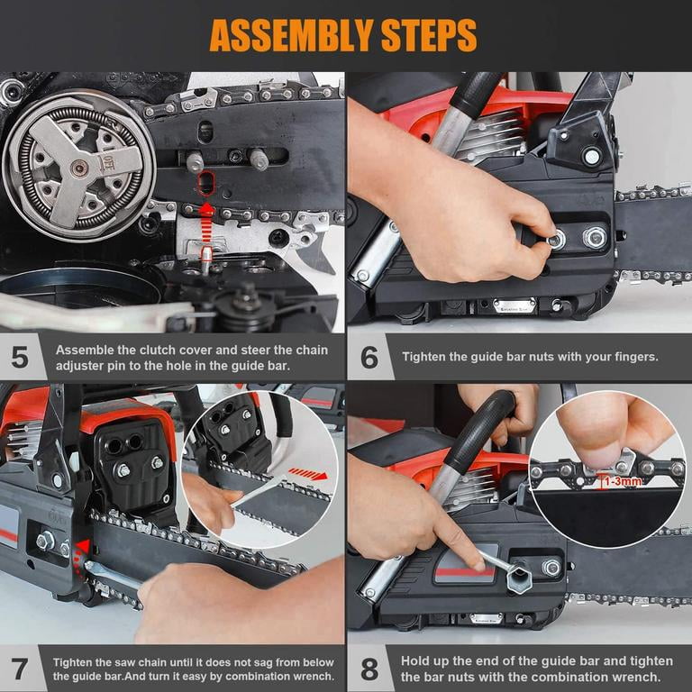 Mohsoe Gas Powered Chainsaw 58cc 2-Stroke, 20 Inch Guide Bar Chain Saw with 13000RPM Max Working Speed, Automatic Oiler, Low-Kickback Safety Chain, 3.2HP for Professional Use