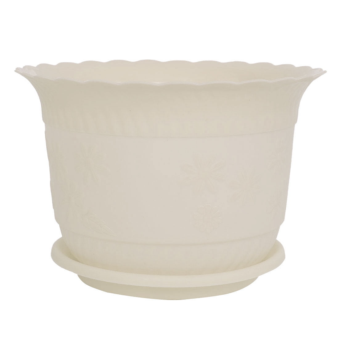 Unique Bargains 23cm Dia Beige Home Patio Garden Plastic Floral Design