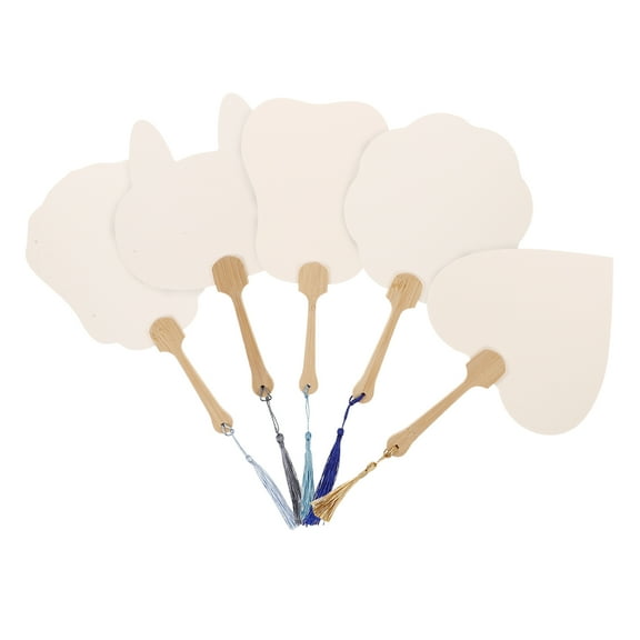 DIY Unfinished Paper Fans for Decoration with Assorted Color Blank Surface Handheld Fans 5pcs