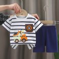 thumbnail image 4 of kpoplk Toddler Baby Boy Summer Outfit Clothes Short Sleeve Letter T Shirt Tops Casual Shorts with Pockets 2pcs Set(Black,5-6 Y), 4 of 4