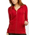 thumbnail image 3 of Sofra Women's Cotton Comfort Zip Up Hoodie Jersey Sweater - Red - Small, 3 of 4