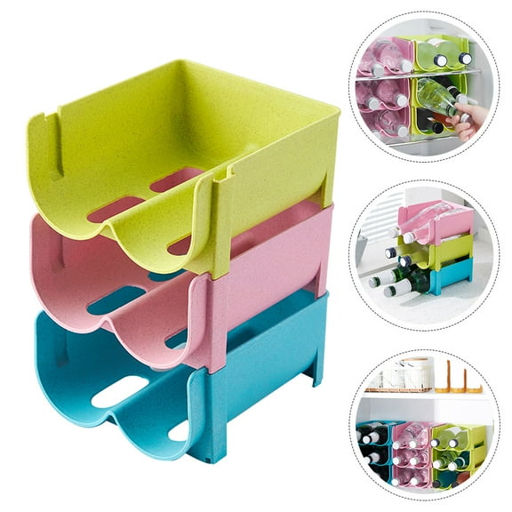 FONDOTIN 3pcs Stackable Beverage Storage Box For Refrigerator Creative Drink Organizer For Home And Beer Can Holder