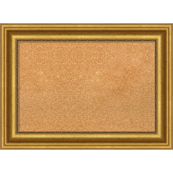 Amanti Art Natural Cork Board Framed Parlor Gold Bulletin Board 30 in. x 22 in.