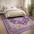 thumbnail image 3 of ODIKA 8'x10' Washable Area Rug Durable, Non-Slip Purple Boho Abstract Symmetrical Bordered Center Watercolor Ombre for Living Room, Under Sectional, Family, 3 of 7