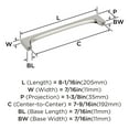 thumbnail image 6 of Amerock Merced 7-9/16 inch (192mm) Center-to-Center Polished Nickel Cabinet Pull, 6 of 7
