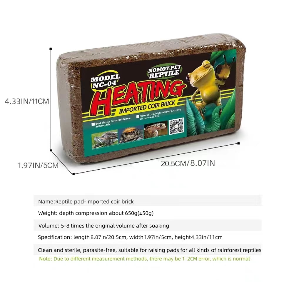 600g Compressed Reptile Coconut Brick Coco Coir Substrate for Reptiles
