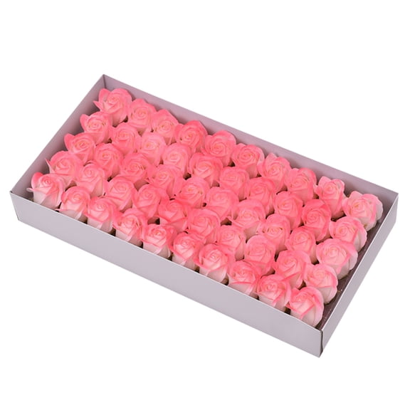 Forever Flowers,Valentines Day Gifts,Three Layer Of Rose Soap Flower Spray Color Crushed Blue Soap Flower Head Decoration Gift Box Bouquet Gift 50pcs(MulticolorPink)