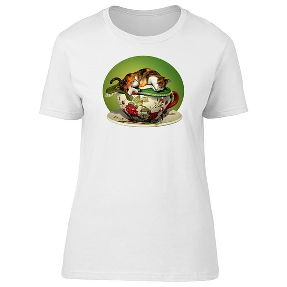 Sleeping Cat On A Tea Cup Tee Men's -Image by Shutterstock