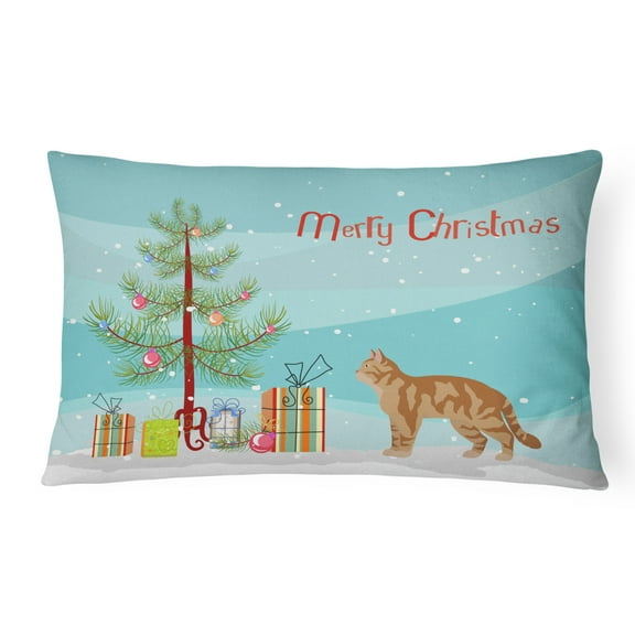 Carolines Treasures CK4557PW1216 Wirehair 2 Cat Merry Christmas Canvas Fabric Decorative Pillow, 12H x16W,