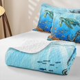thumbnail image 4 of spefrowx Cartoon Undersea Turtle Twin Quilt Set for Boys, Coral Octopus Anchor Fish Twin Coverlet Set, 2pcs, 4 of 7