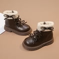 thumbnail image 5 of Gvdentm Girls Black Boots Girls Snow Boots Warm Lined Lace up Winter Shoes Lightweight(Toddler/Little Kids/Big Kids)(Brown,1), 5 of 6