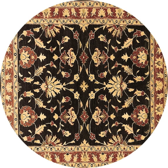 Ahgly Company Indoor Round Oriental Brown Traditional Area Rugs, 8' Round