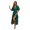 Dark Green, variant on Women's Tiered Surplice Half Sleeve Midi Dress in Beige with Flowy Skirt and Smocked Waist 100% Polyester for Spring