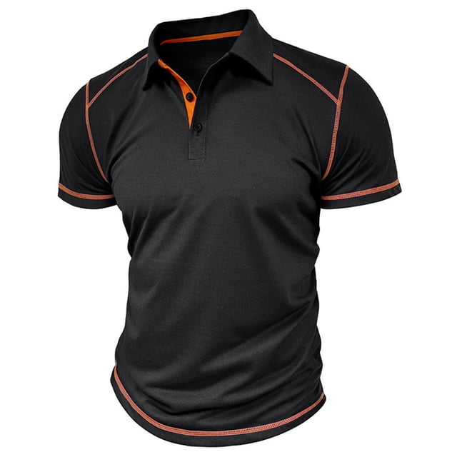 pstuiky camisetas camisas para hombre, Camiseta de manga corta para hombre, estilo informal, lisa, con cuello vuelto, botones y blusa ropa de hombre xxl
