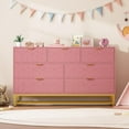 thumbnail image 4 of Pink 7 Drawer Dresser for Bedroom, 53.5” Large Dresser with Metal Legs, Modern Chest Organizer with Wide Storage, Chest of Drawers for Bedroom, Living Room, Entryway, 4 of 7