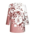 thumbnail image 5 of Qulqfy Womens Tops Trendy Tunic 3/4 Length Sleeve Spring Smocked Shirts Floral Dressy Casual Fall V Neck Tops Blouses for Women L, 5 of 6
