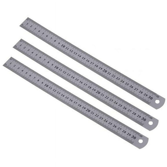 3X Stainless Steel Ruler Measure Metric Function 30cm 12Inch