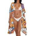 thumbnail image 4 of SCRAWLGOD Hippie Daisy Print Kimono Swimsuit Cover Up for Women Soft Lightweight Swimsuit Coverup Breathable Quick Dry Beach Cover Up, 4 of 6