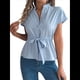 thumbnail image 2 of Blusas de Mujer con Botones, Blusas Casuales de Verano, Camisas Elegantes de para el Trabajo, Azul , XXL, 2 of 8