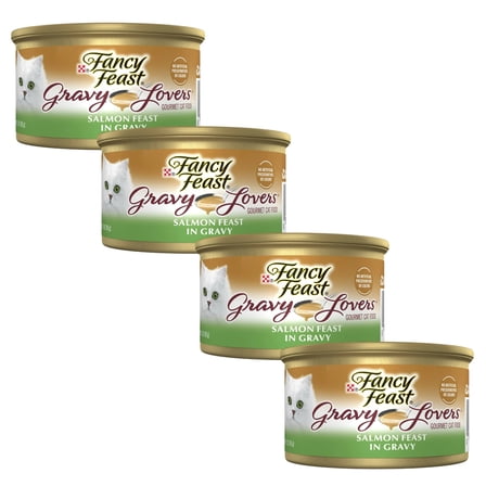 ( 4 Pack ) Fancy Feast Gravy Lovers Wet Cat Food, Seared Salmon in Gravy, 3 oz Can