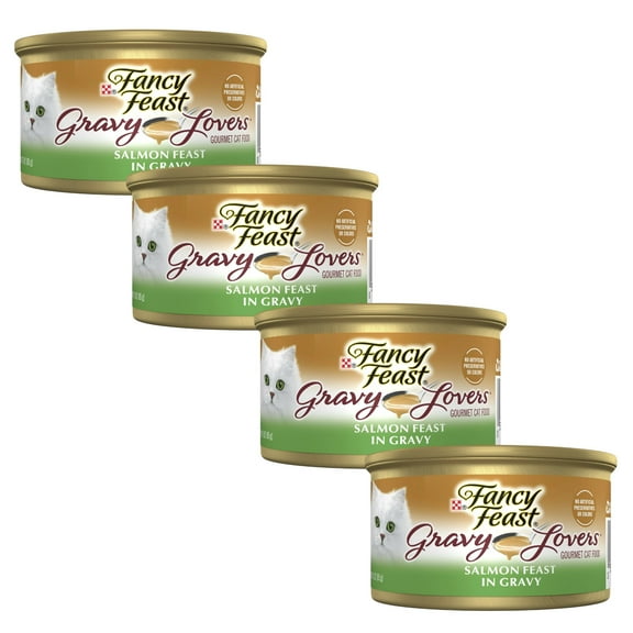 ( 4 Pack ) Fancy Feast Gravy Lovers Wet Cat Food, Seared Salmon in Gravy, 3 oz Can