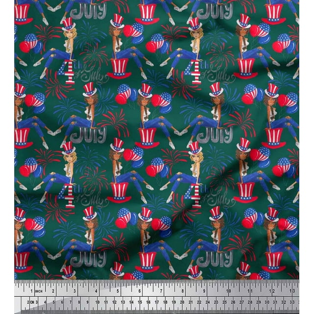 Soimoi Polyester Crepe Fabric Women,Balloon & Firecrackers Party Print Sewing Fabric Yard 52 Inch Wide