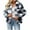 Black, variant on Long Sleeve Plaid Shacket for Women Trendy Lapel Crop Jackets Winter Warm Fleece Jacket Fitted Button Down Coat Tops