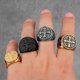 thumbnail image 2 of Anillos de acero inoxidable con cruz de San Benito para hombre, estilo punk, hip hop, para novio, 10 unidades, color negro, 2 of 4