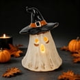 thumbnail image 5 of Halloween Table Spooky Home Decor, Exquisite Witch Hat Ghost Candle Holder with Stylish Edges Fade-Proof Resin for Halloween Parties, Porch Decor, Haunted Mansion Decor, 5 of 6
