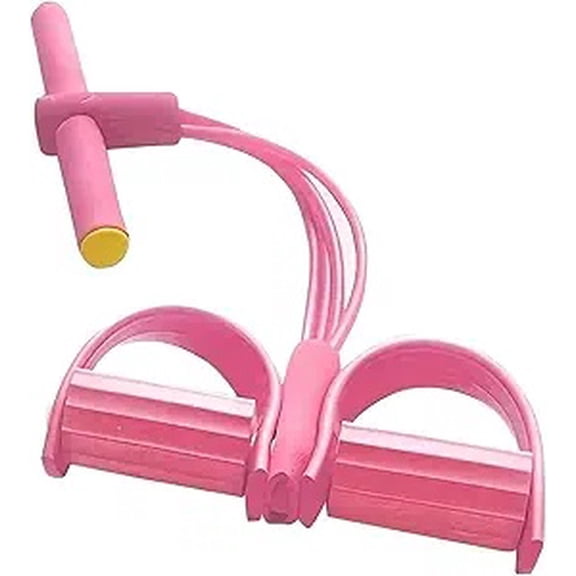 4-Tube Foot-Pedal Resistance Band | Portable Full-Body Fitness Trainer | Leg Toning & Arm Sculpting Stretch Band (With Comfort Handles)