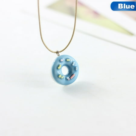AkoaDa Fashion Cute Lovely Donuts Ceramic Pendant Necklace For Students Girl Best Friends Handmade Resin Charm Jewelry