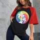 thumbnail image 2 of Gibobby Camiseta de manga corta para mujer Top manga raglán manga corta con cuello redondo suelto con estampado árbol informal para mujer(Negro,M), 2 of 4