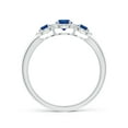 thumbnail image 2 of ANGARA Natural Round Sapphire Three Stone Halo Ring with Diamonds in 14K White Gold for Women (Size-4mm) | September Birthstone, Anniversary, Jewelry Gift for Women | Natural Blue Sapphire Ring, 2 of 9