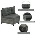 thumbnail image 4 of 8 Pieces Outdoor Wicker Round Furniture Set, All Weather Half-Moon Sectional Patio Sofa Sets with Rectangular Coffee Table, Gray, 4 of 10