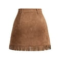 thumbnail image 7 of RUTAYY Women Velvet Ruffle Mini Skirt Solid Color Casual Travel Skirts, 7 of 7