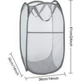 thumbnail image 4 of Larpur 3 Pack Collapsible Mesh Popup Laundry Basket,  Portable Clothes Washing Hamper, Grey, 75L, 4 of 6