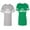 Men Heather / Women Green, variant on Prince & Princess Unisex Couple Matching Cotton Jersey style T-Shirt Contrasting stripes on sleeves (Men Heather / Women Black) (Men S / Women S)