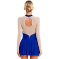thumbnail image 2 of Haitryli Women Adult Mock Neck Figure Ice Skating Dress Long Sleeves Gymnastics Lyrical Dance Costume Royal Blue XL, 2 of 7