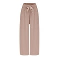 thumbnail image 6 of FAIWAD Womens Wide Leg Pants Elastic Waist Pleated Plus Size Trousers Solid Color Lightweight Pant Skirts (3X-Large, Pink), 6 of 6