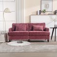 thumbnail image 2 of MOONMISS Chenille Upholstered Mid Century Modern Wood Frame Loveseat-Pink, 2 of 6